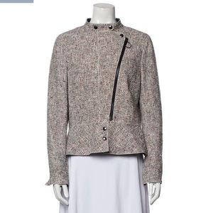 Akris Punto tweed pattern biker jacket